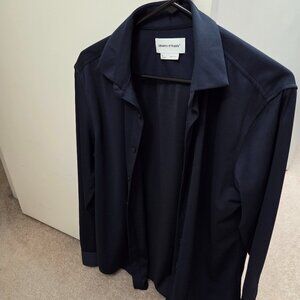 Ministry of Supply Men's Apollo Dress Shirt, Color Navy Blue, Size Medium